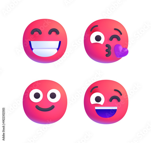Vector emoji set featuring various smiley faces on a transparent background. Includes different moods like laughing, crying, angry, love, shocked, confused, and happy — perfect for digital use.