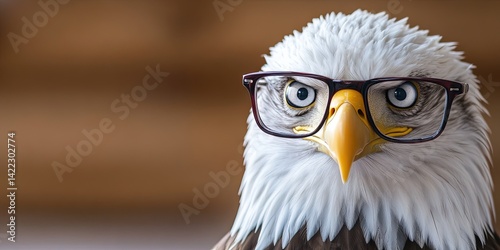 anthropomorphized bald eagle wearing eyeglasses 