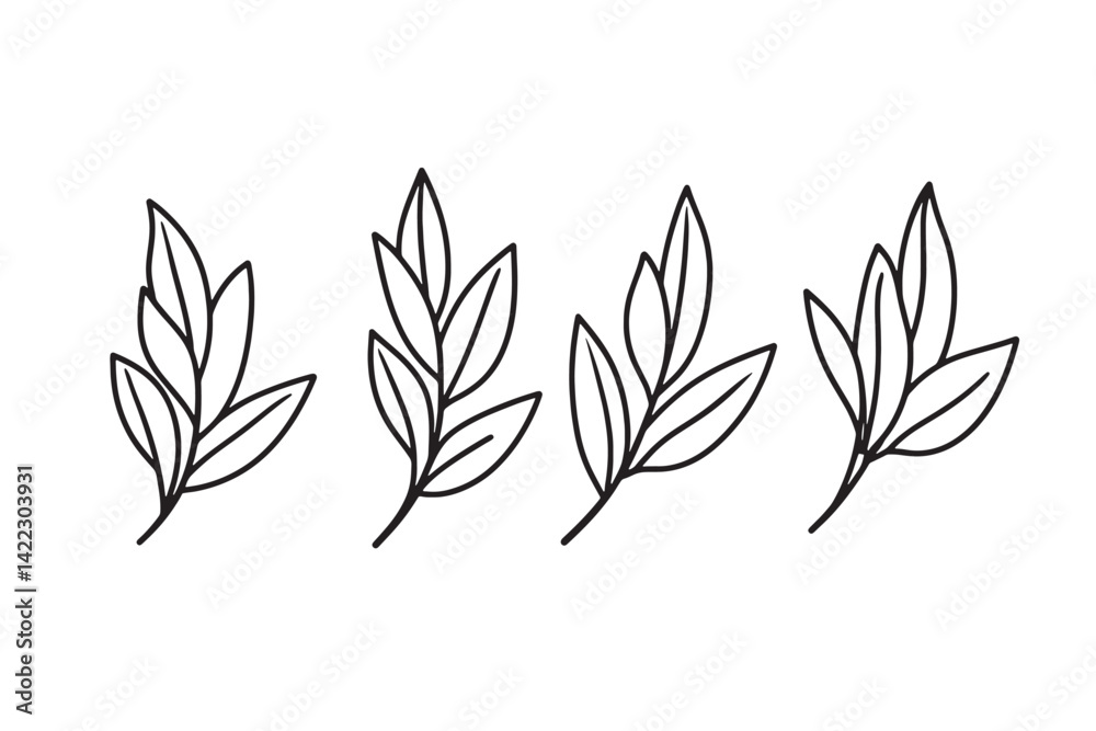 Fototapeta premium Bay Leaves Icon in Line Style