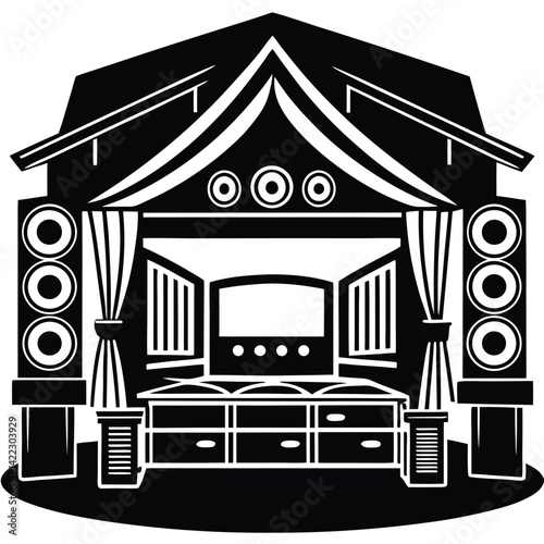Surround Home Theater Silhouette Icon Vector Ittustratien