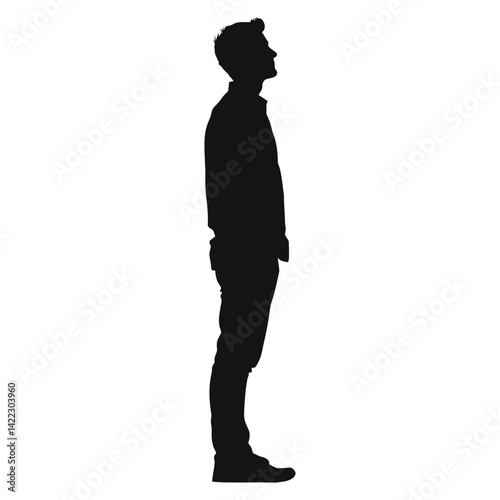  Silhouette of Man Standing in Profile Looking Up