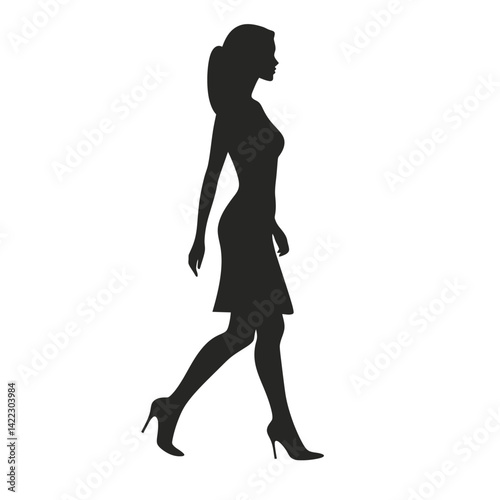  Silhouette of Woman Walking in Heels Side View