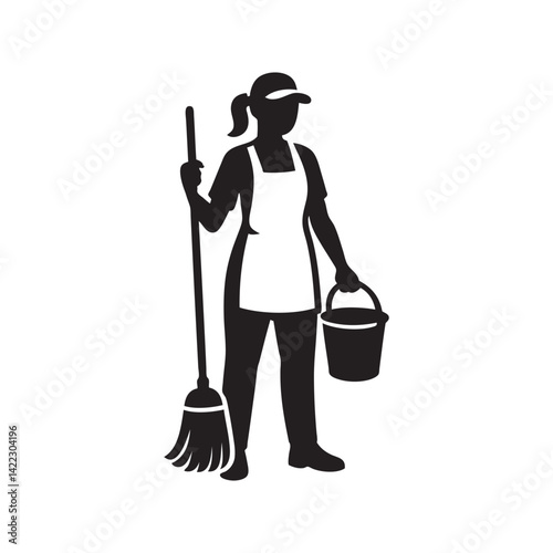 woman with broom