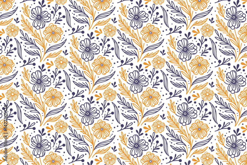 seamless line floral pattern for surface designers working with tabletop textile and fashion wrap

