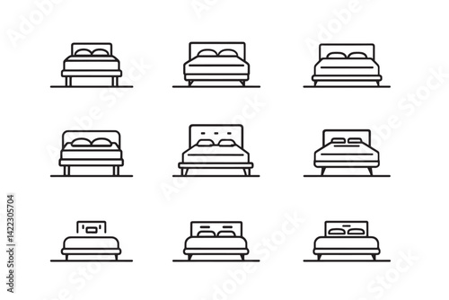 Clean Bed Icon in Monoline Design