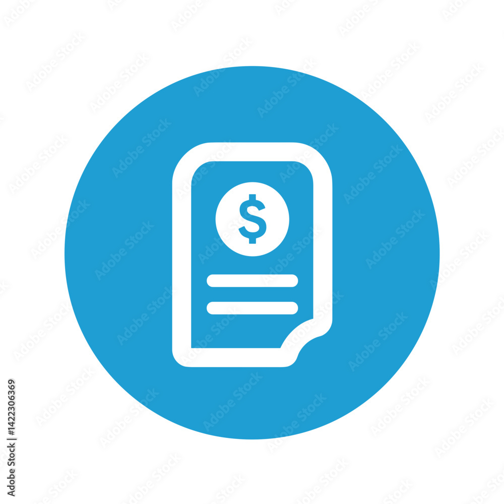 Invoice icon with dollar sign on a blue background Invoice icon with dollar sign on a blue background