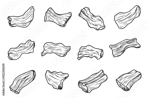 Beef Jerky Line Art Vector Icon