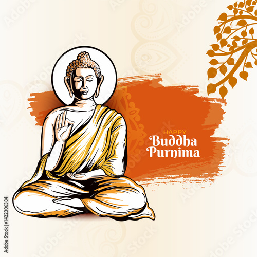 Traditional Happy Buddha Purnima Indian festival card