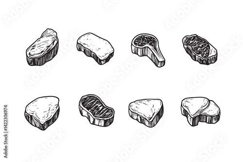 Beef Steak Icon in Minimal Line Style
