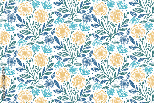 seamless line floral pattern formatted for interior fabrics tabletop wraps and wearable surface prints

