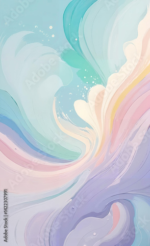 Abstract pastel swirls and waves in a soft style 