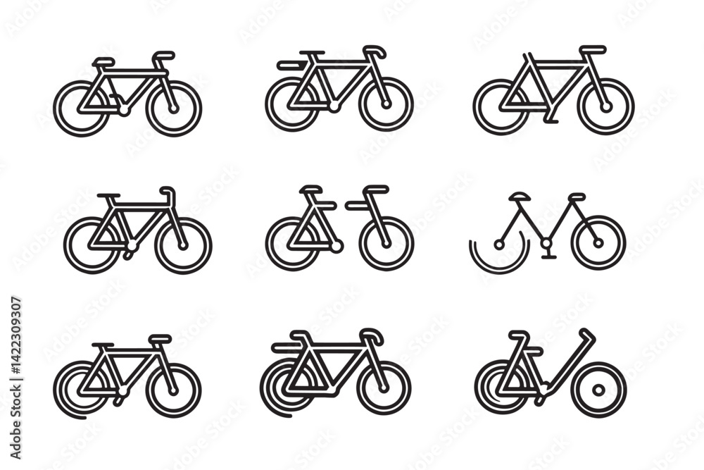 Obraz premium Bicycle line art icon set