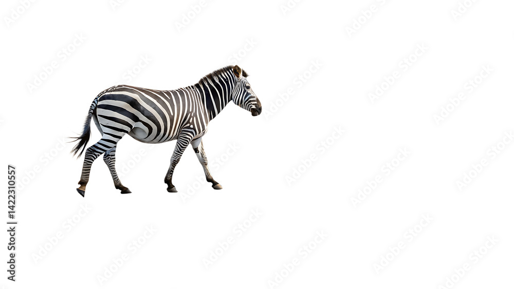 Naklejka premium a straight horizonta view of a zebra crossing isolated on white background,PNG