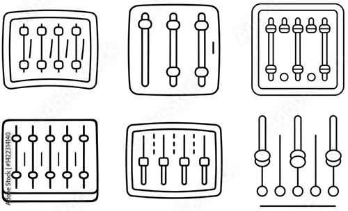 Vector Illustration of Audio Mixer Controls in Different Configurations