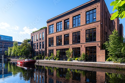 Canalside Brick Building Complex