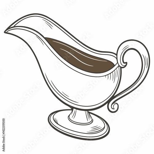 Thanksgiving Gravy Boat AI Graphic Design on White Background – Digital Download