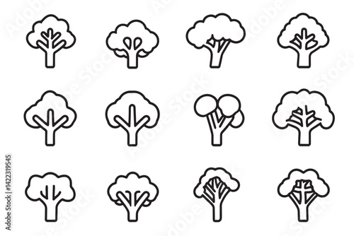 Broccoli Icon Clean Line Style