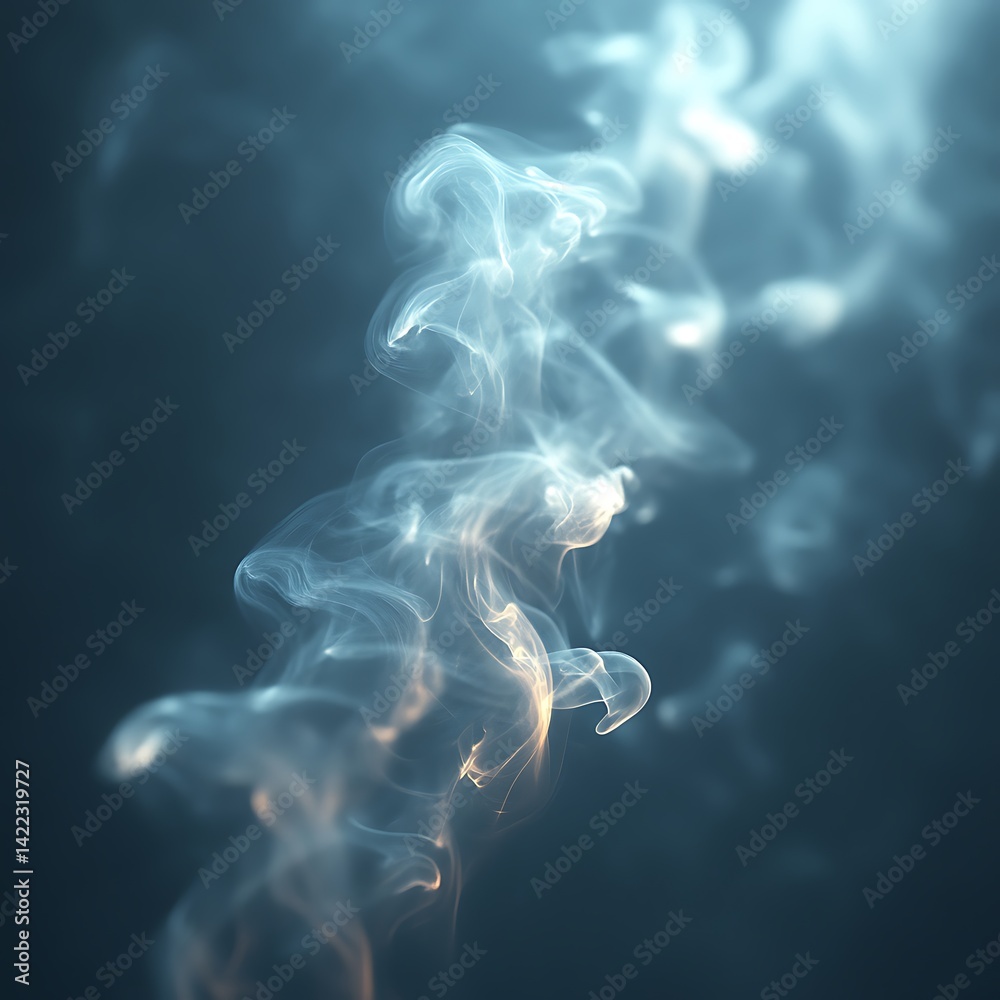 Fototapeta premium Ethereal white smoke pattern on black surface high resolution photo
