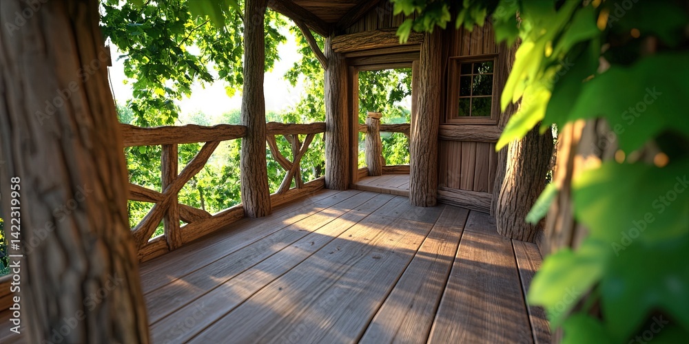 empty treehouse interior - wooden room with nobody in it empty treehouse interior - wooden room with nobody in it