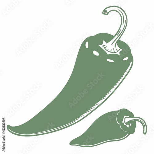 vector illustration of a green pepper and hot chili