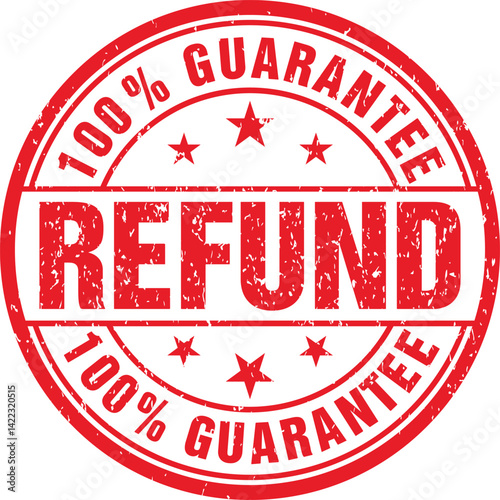 refund guarantee rubber stamp vector template