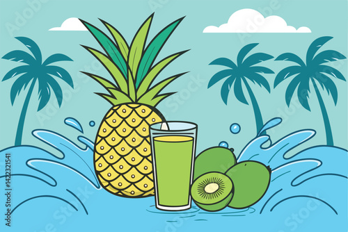 Tropical Fruit Juice Illustration Refreshing Summer Drink