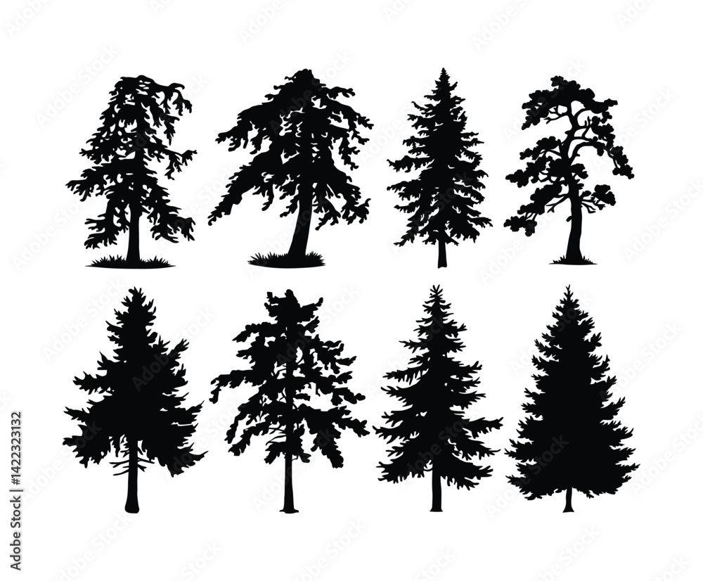 Fototapeta premium Cedar Tree Silhouette EPS Vector Template