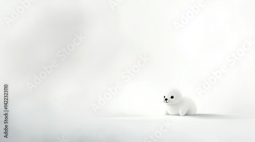 Obraz na płótnie White polar bear sits alone in bright room amidst misty sky w salonie