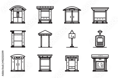 Bus Stop Icon Minimalist Line Art