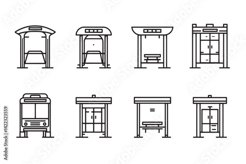 Bus Stop Icon Minimalist Line Art