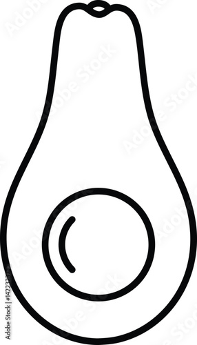 Vector icon of avocado ; The half an avocado with core