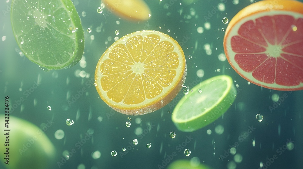 A collection of oranges, limes, and grapefruits bob in a pool of water