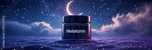 Obraz na płótnie Container with inscription melatonin at night, creative design w salonie
