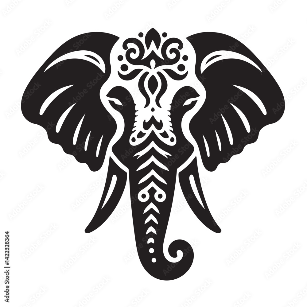 Obraz premium elephant head with Indian ornaments