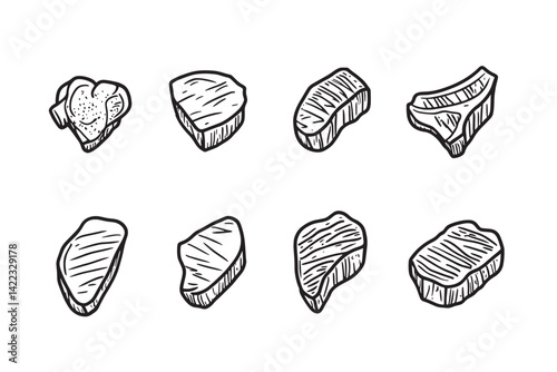 Carne Asada Minimalist Line Art Icon Set