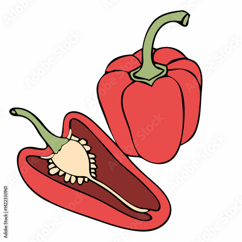 vector illustration of a red pepper and hot chili