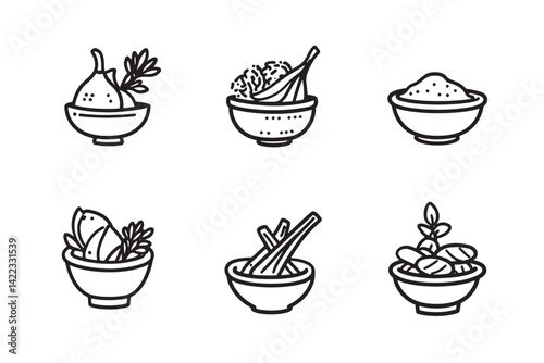 Chaat Masala Icon Minimalist Line Art Set