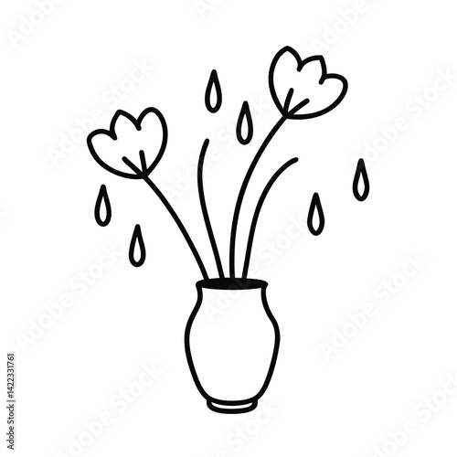 Rainy Mood Ink Of Drooping Flowers In Vase
