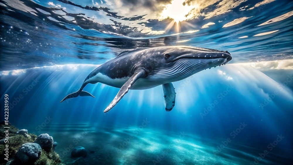 Obraz premium a stunning and serene image of a whale swimming underwater
