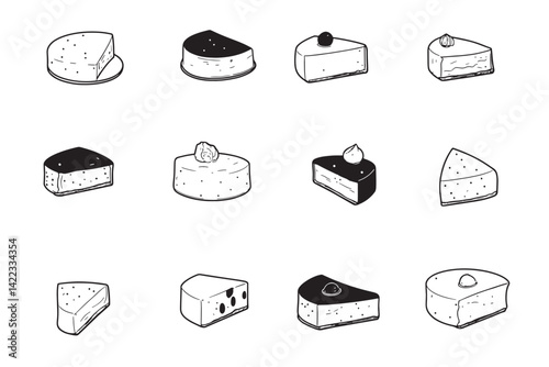 Minimal cheesecake illustration line dessert icon
