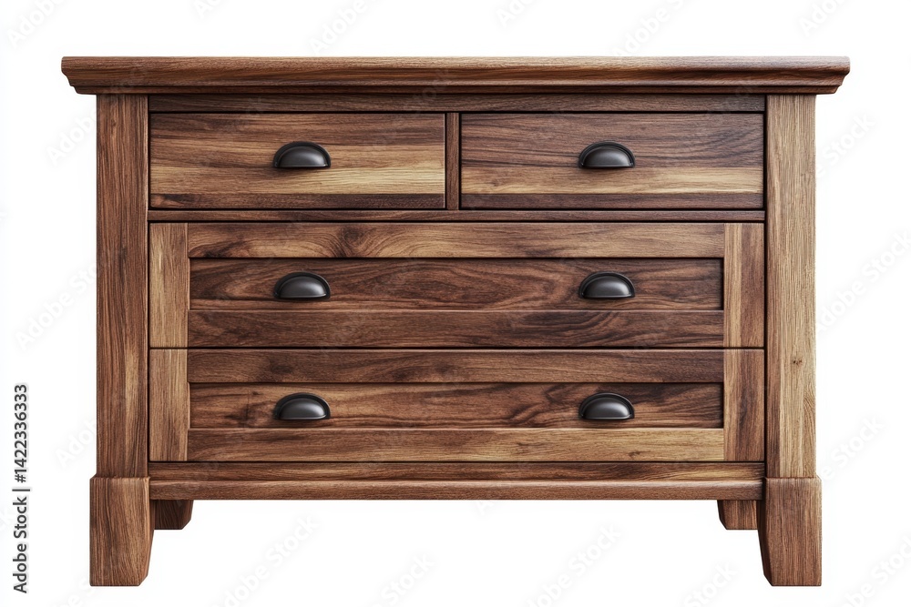 Rustic wooden chest of drawers with dark metal handles showcasing furniture design and craftsmanship in a studio setting for interior decor Rustic wooden chest of drawers with dark metal handles showcasing furniture design and craftsmanship in a studio setting for interior decor