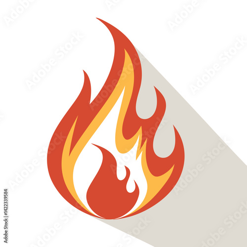 Modern Fire Emoji with Long Shadow