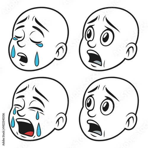 Crying Face Sob Emoji Vector Set