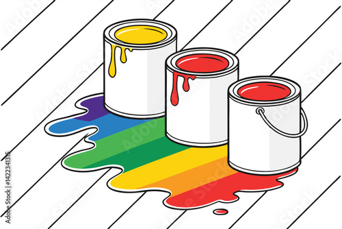 Rainbow Paint Spill Vibrant Artistic Illustration
