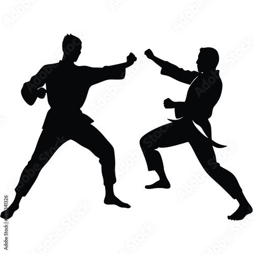Hand Drawn Karate Silhouettes Collection