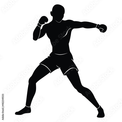 Boxer Silhouette in Boxing Pose