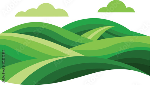 Flat rolling hills in solid green