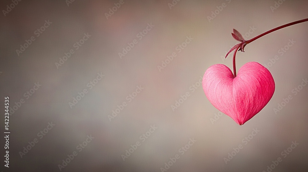Obraz premium A pink heart dangles from a branch, forming a heart-shaped twig on another branch below it