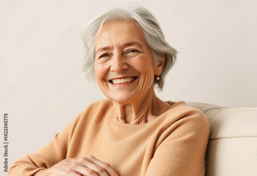 Photorealistic portrait of a joyful elderly woman Photorealistic portrait of a joyful elderly woman