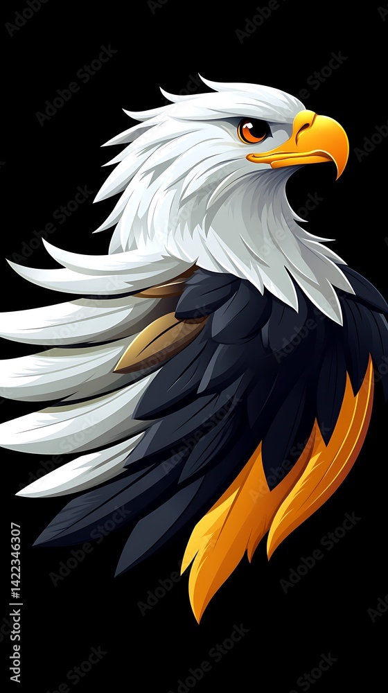Fototapeta premium Fierce eagle with spread wings high resolution HD Photo